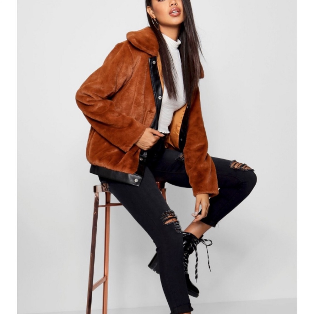 Teddy faux fur faux leather coat